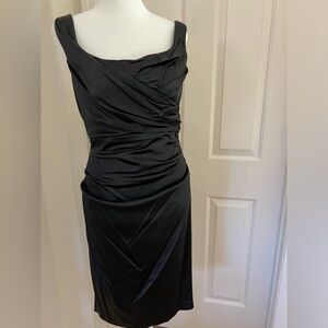 Suzy Chin black satin cocktail dress. Body con beautiful fit. Fully lined.